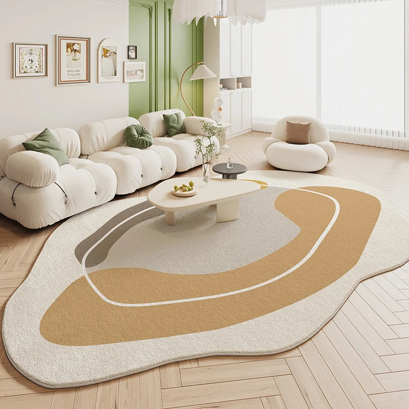 VIKAMA Alfombra Verde Sala de Estar Estilo Crema 2025 Nueva Alfombra Irregular de Peluche para Dormitorio, Mesita de Noche, Tapetes de Piso Decoración del Hogar