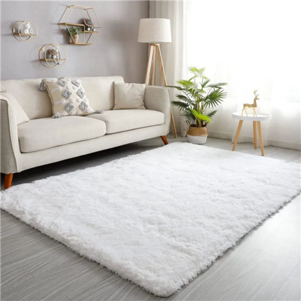 VIKAMA Alfombra de felpa suave y acogedora color malva para sala de estar, alfombra de felpa estilo escandinavo Ins para dormitorio, alfombra de decoración para el hogar