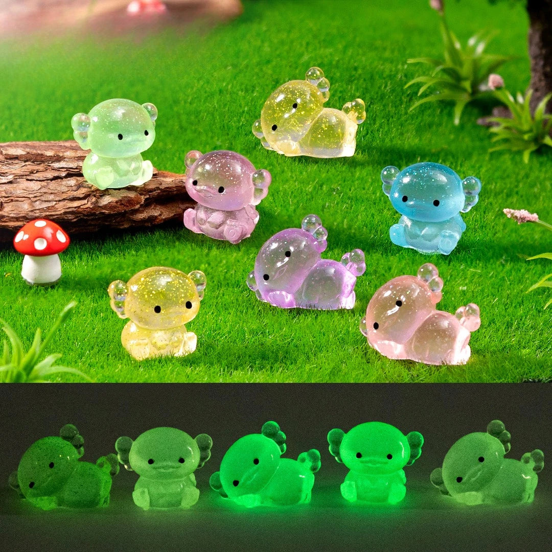 10-100 Flash Fat  Axolotl Miniatures Ambystoma Mexicanum Glow At Night Moss Microlandscape Decoration Cute Animals Fish Tank DIY