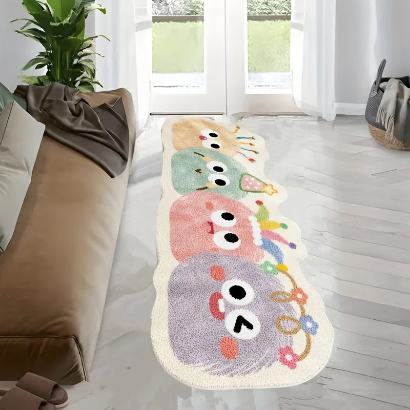 VIKAMA Tapis mignon de bande dessinée, tapis long, tapis de salon, tapis de chambre à coucher, couverture de chevet, paillasson de bienvenue, tapis de salle de bain absorbant, décoration de la maison