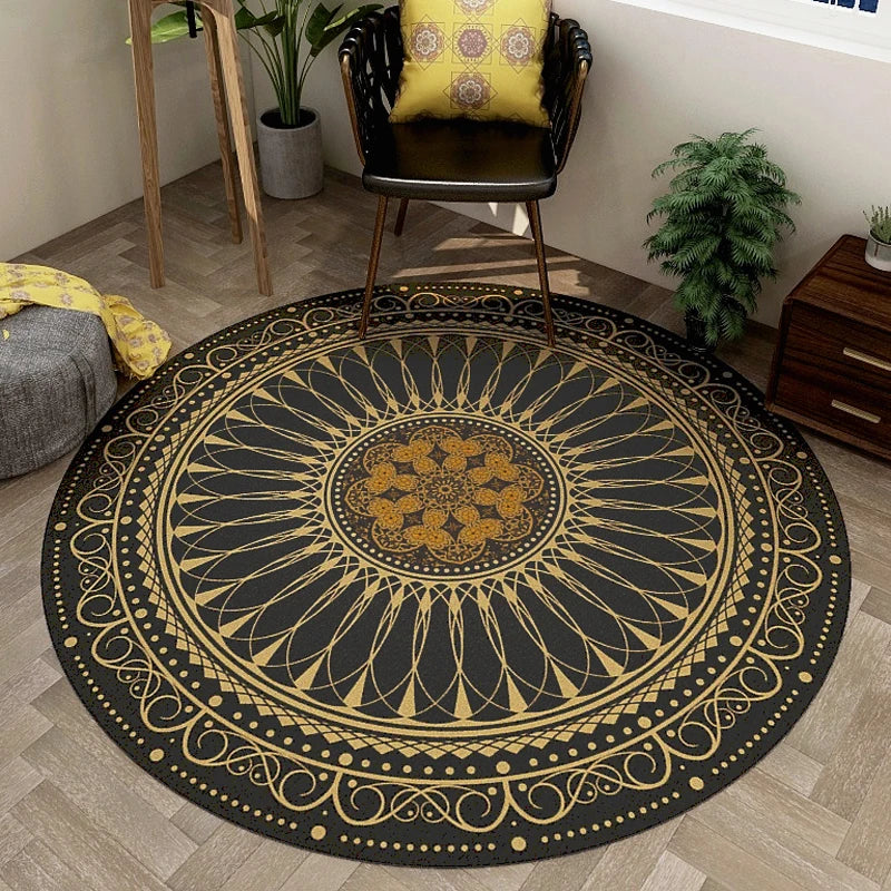 Alfombra Redonda VIKAMA Premium Étnica Vintage Persa Bohemio Sala de Estar Dormitorio Mecedora Alfombra de Suelo Decoración del Hogar