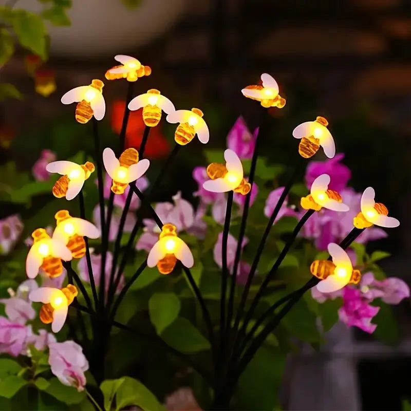 Luces solares LED de jardín con forma de abeja de 6/8 cabezales, impermeables, decorativas, para jardín, patio, césped, camino, terraza