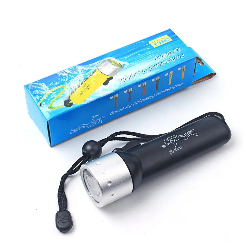 Linterna LED submarina IP68 impermeable, con 4 pilas AA, portátil, de plástico especial, luz profesional de buceo
