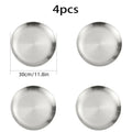 4 assiettes en acier inoxydable argentées, assiettes de viande grillée de style coréen, plateaux circulaires ménagers, assiettes à os, assiettes à gâteau