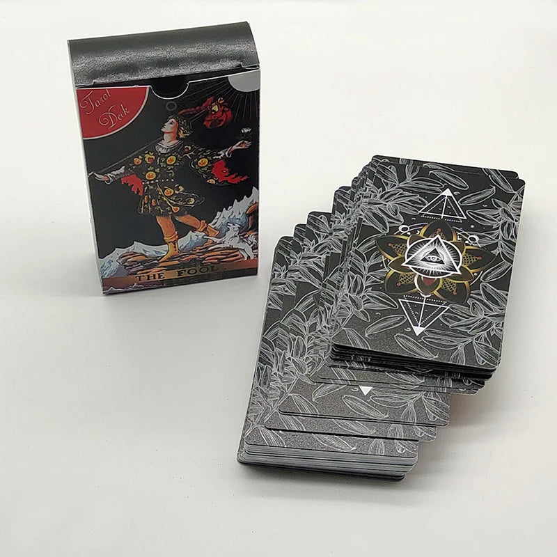 Mazo de Tarot de PVC a prueba de agua de 78 cartas con paquete de plástico Juego de mesa de adivinación Conjunto de oráculo de adivinación para principiantes