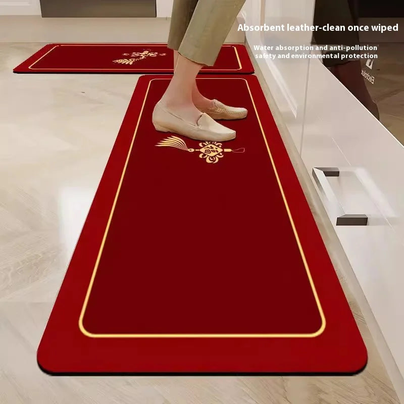 VIKAMA Alfombrillas de cocina de tierra de diatomeas antideslizantes chinas nuevas, resistentes a la suciedad, alfombra recortable, alfombra roja para entrada y baño