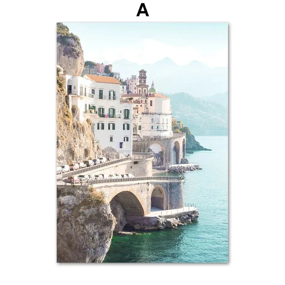 Planche de Surf Mouette Parasol Mer Bleue Tableau Mural sur Toile Affiches et Impressions Nordiques Photos Murales Pour Salon Décoration