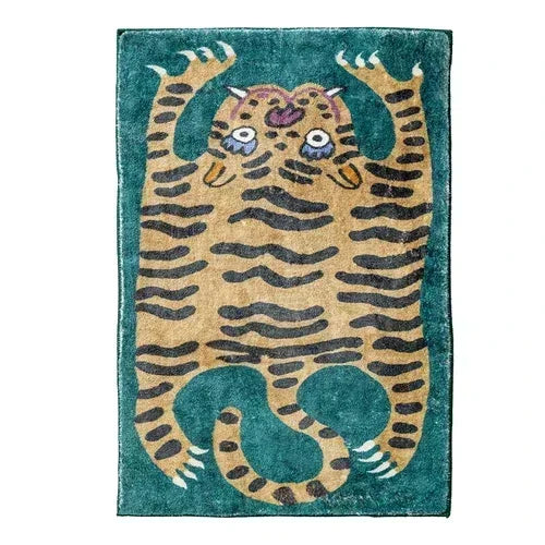 Alfombra de leopardo de dibujos animados VIKAMA para frío y calor, decoración del hogar, alfombrilla de felpa para dormitorio, alfombrilla para zona de descanso de sala de estar