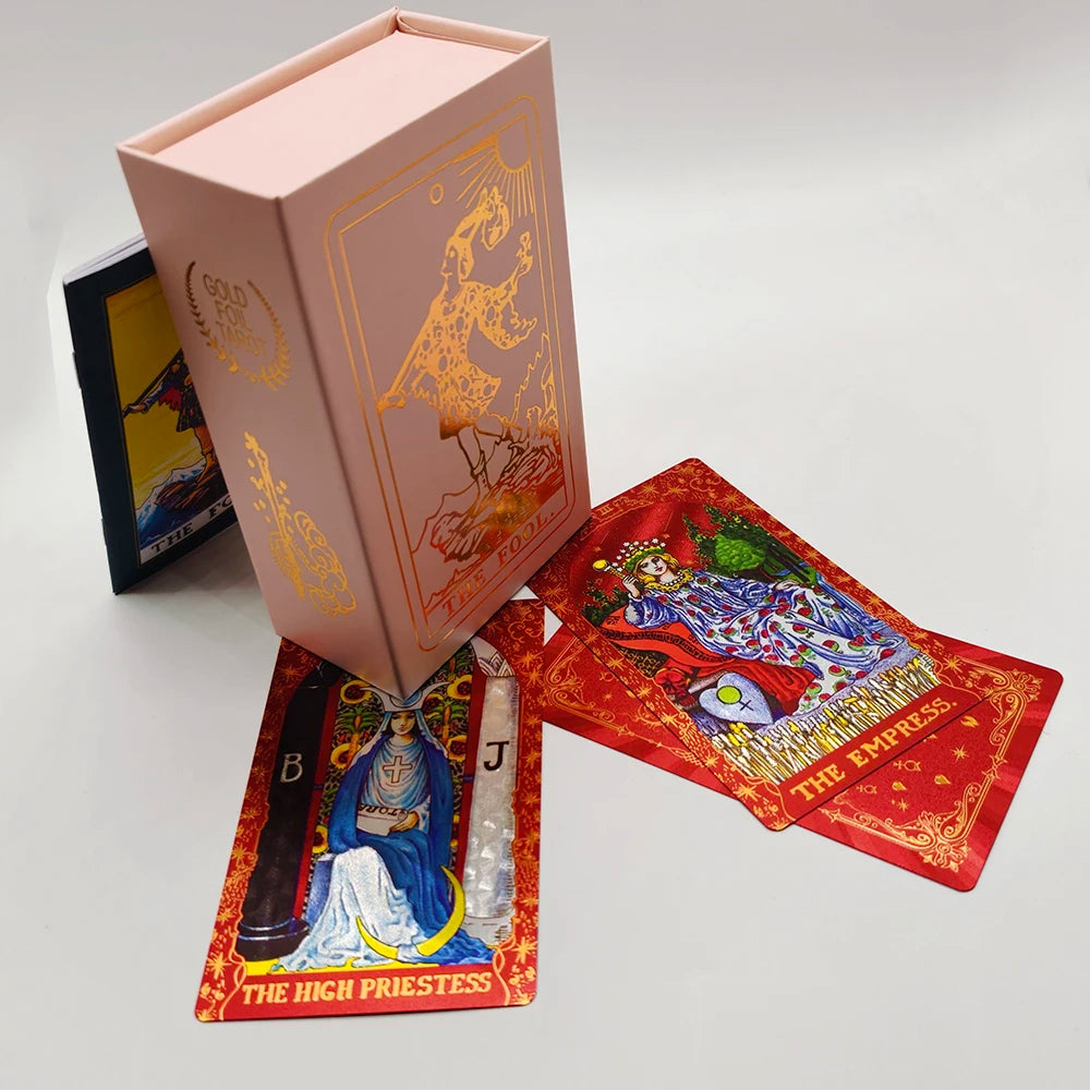 Cartes de Tarot Anglais Or Rouge pour le Travail avec Guide de Prophecy Oracle Jeu de Divination Pour Dire la Bonne Aventure Classique 78 cartes 12x7cm