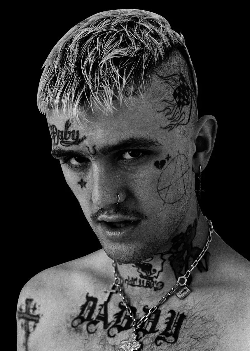Lil Peep Retro Poster - Vintage Black & White Canvas Wall Art for Hip Hop Fans, Room Decor Aesthetic
