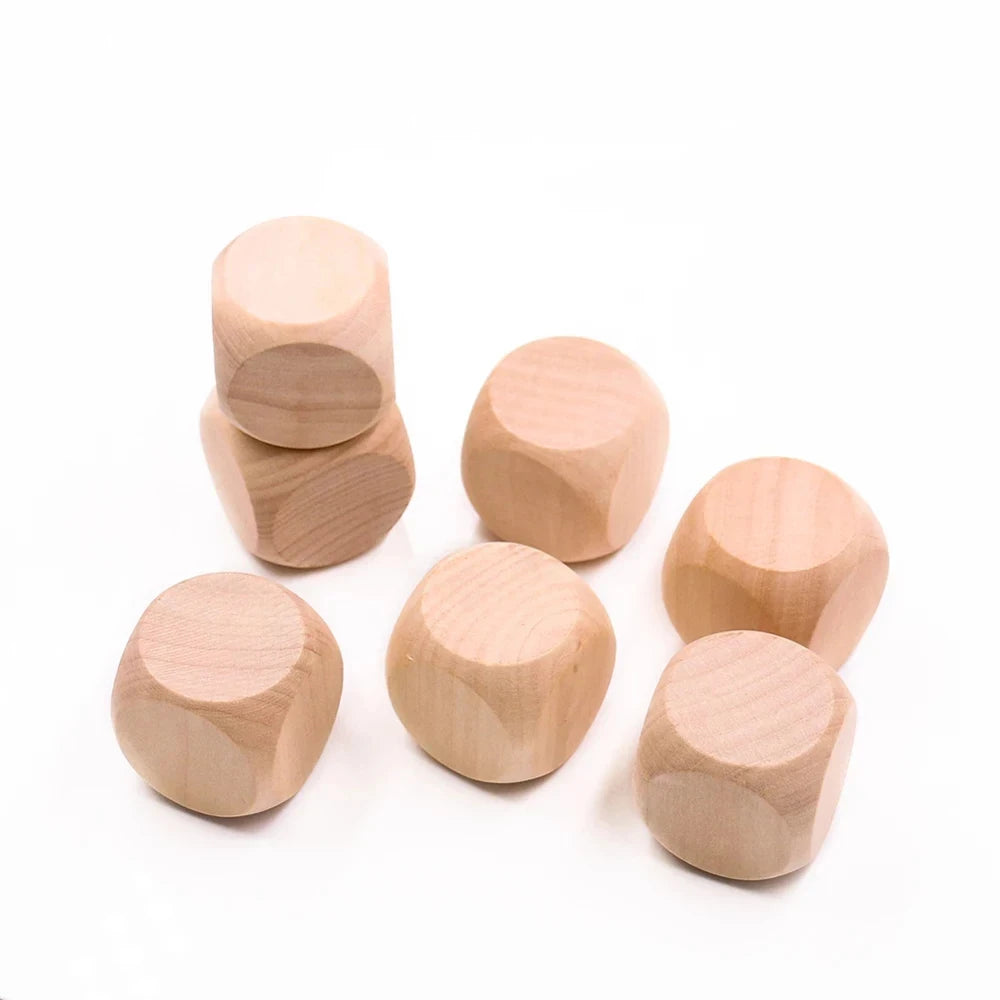 10 dados de madera en blanco, bloques cuadrados sin terminar, cubos de madera de 6 caras con esquinas redondeadas para proyectos de manualidades DIY