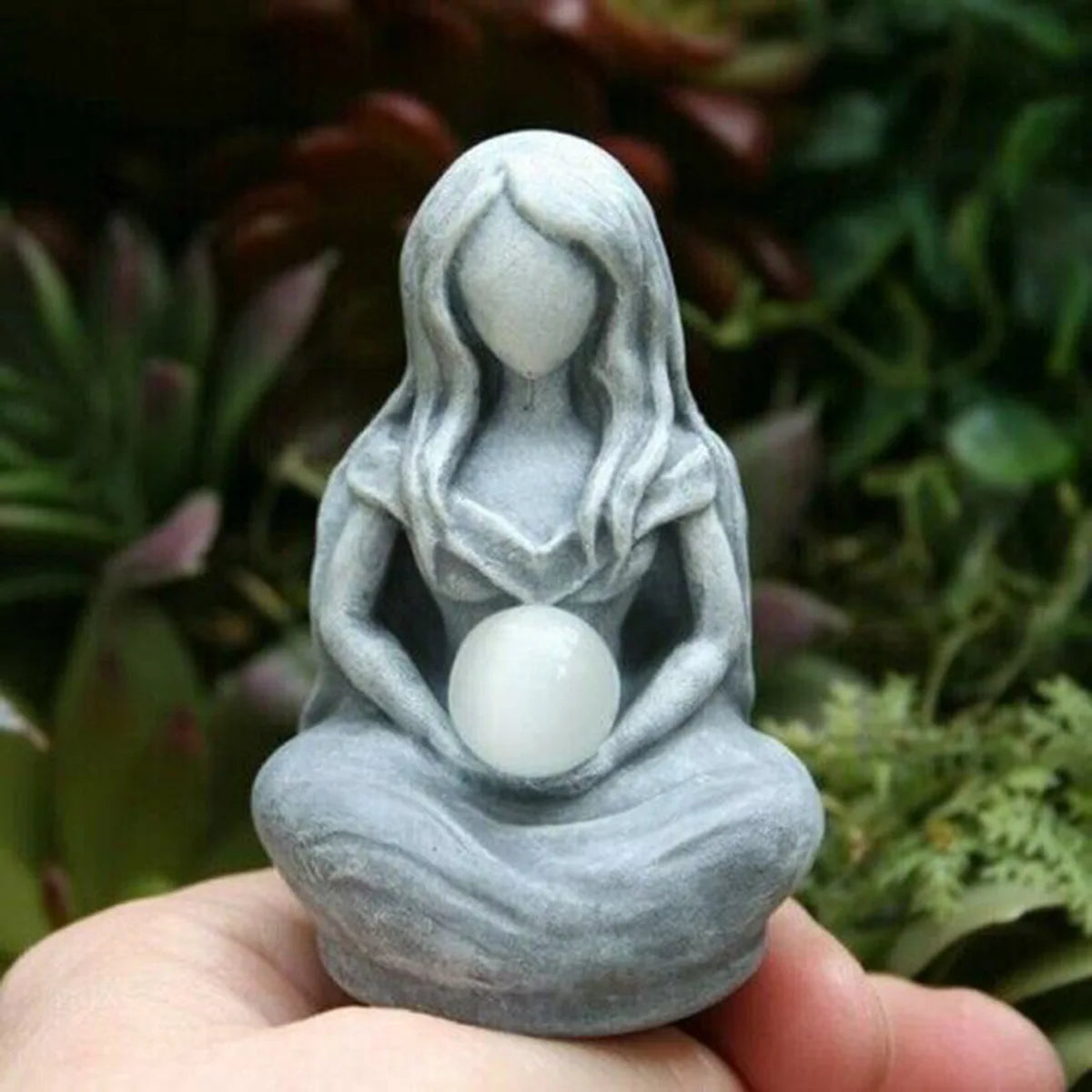 Un adorno de estatua de la diosa lunar inspirado en el zen, textura de imitación de piedra, estilo de meditación, decoración de jardín de escritorio para el hogar, artículo curativo y sanador del alma