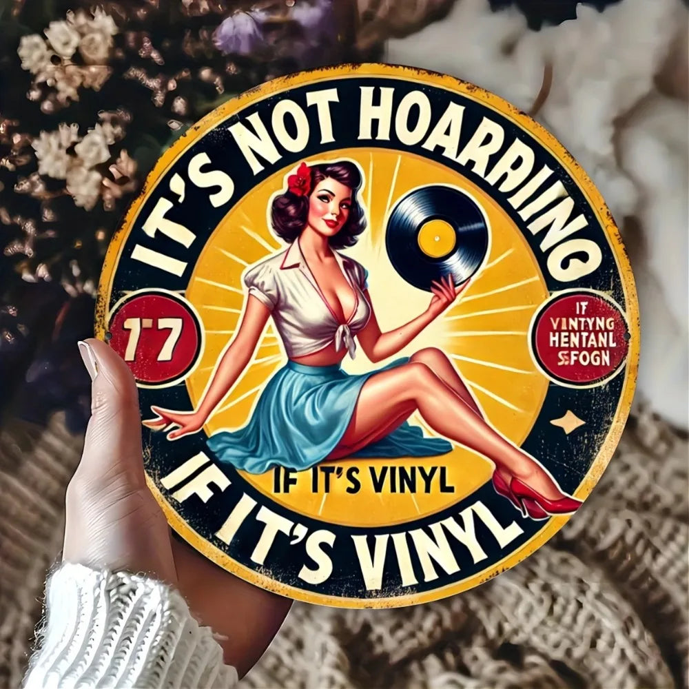 Classic Iron Metal Sign -Round Wall Decor for Music Lovers, Vintage Art for Home, Office, Cafe & Bar, Unique Gift