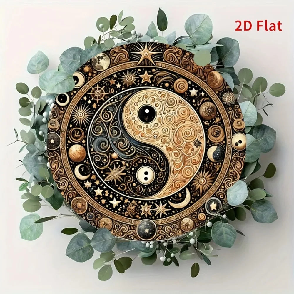 Letrero de metal Yin Yang Feng Shui - Decoración colgante para el hogar, la oficina, la cafetería, el bar - Multiusos para interiores y exteriores con tallado detallado