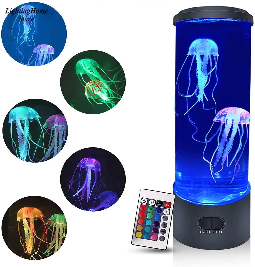 Lampe Méduse Couleurs Changeantes Télécommande Aquarium LED Veilleuse Cadeau d'Anniversaire Chargement USB Ambiance Relaxante