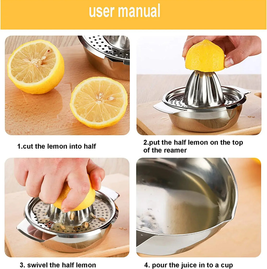 Exprimidor Manual de Limón de Acero Inoxidable para Naranja, Exprimidor de Cítricos, Escariadores, Exprimidor de Frutas y Verduras, Taza, Utensilio de Cocina
