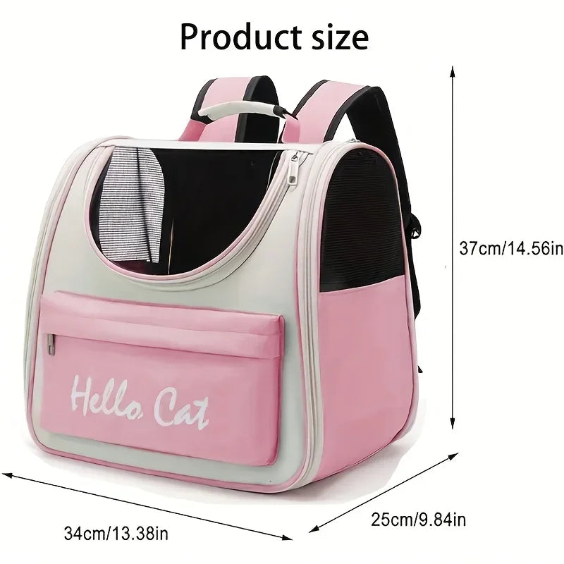 Grand sac à dos pliable pour animaux de compagnie, avec fermeture éclair, poignée et aération en filet, parfait pour les voyages des chats et petits chiens