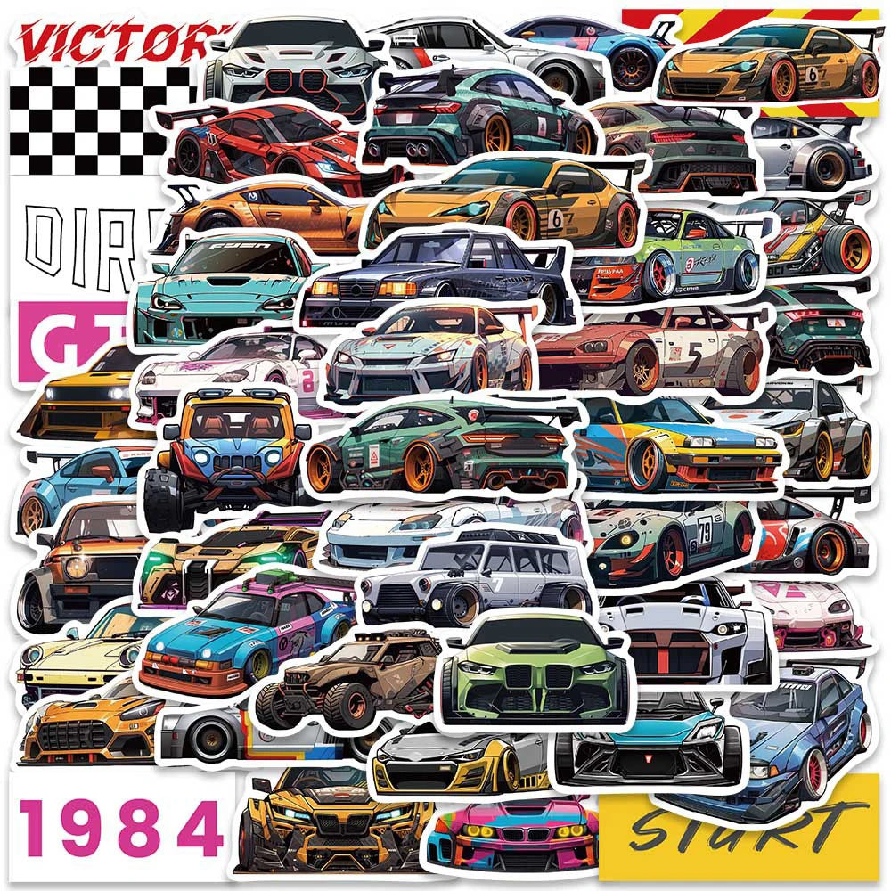 10/30/50pcs Cool Japon JDM Rénovation Voiture de Course Anime Graffiti Autocollants Décalque Skateboard Ordinateur Portable Voiture Moto Autocollant Imperméable