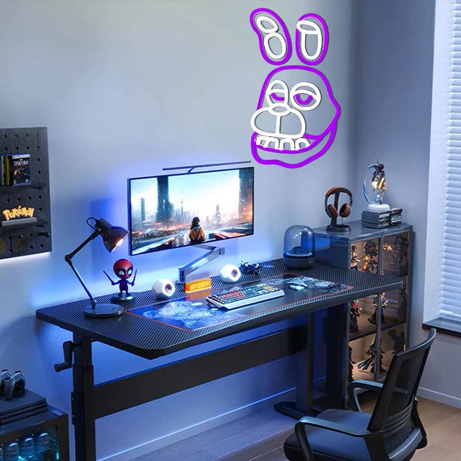 Enseigne néon Lapin Bonnie, utilisée pour la décoration murale, alimentation USB, chambre à coucher, salle de jeux, club, fête à thème, lampe murale enseigne pour caverne d'homme.