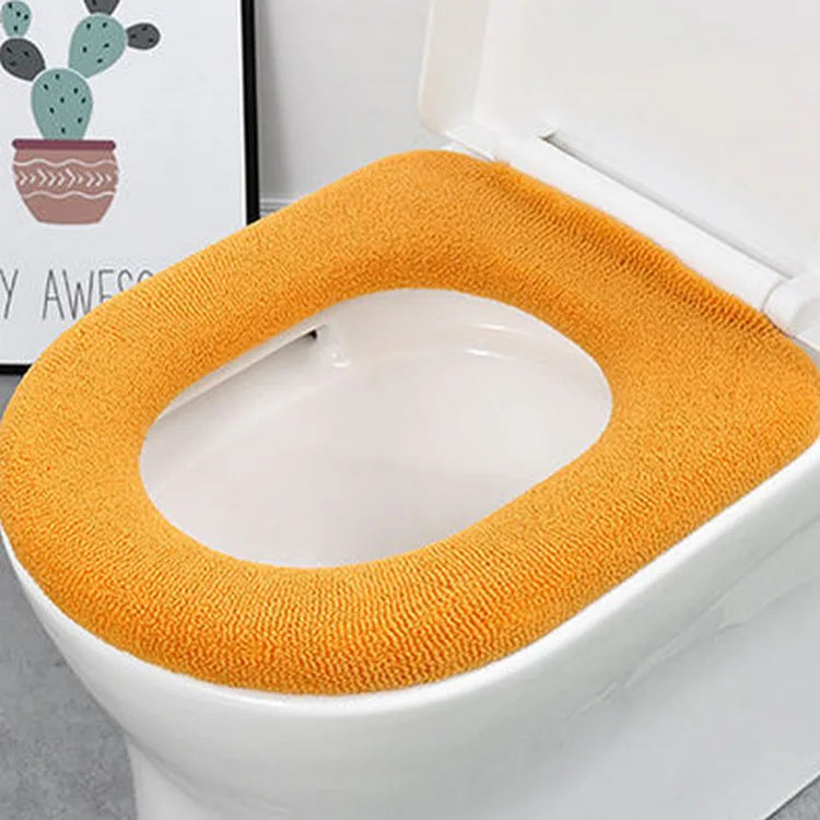Funda de asiento de inodoro cálida de invierno, alfombrilla de inodoro para baño con asa, cojín grueso suave lavable, accesorios para calentador de inodoro