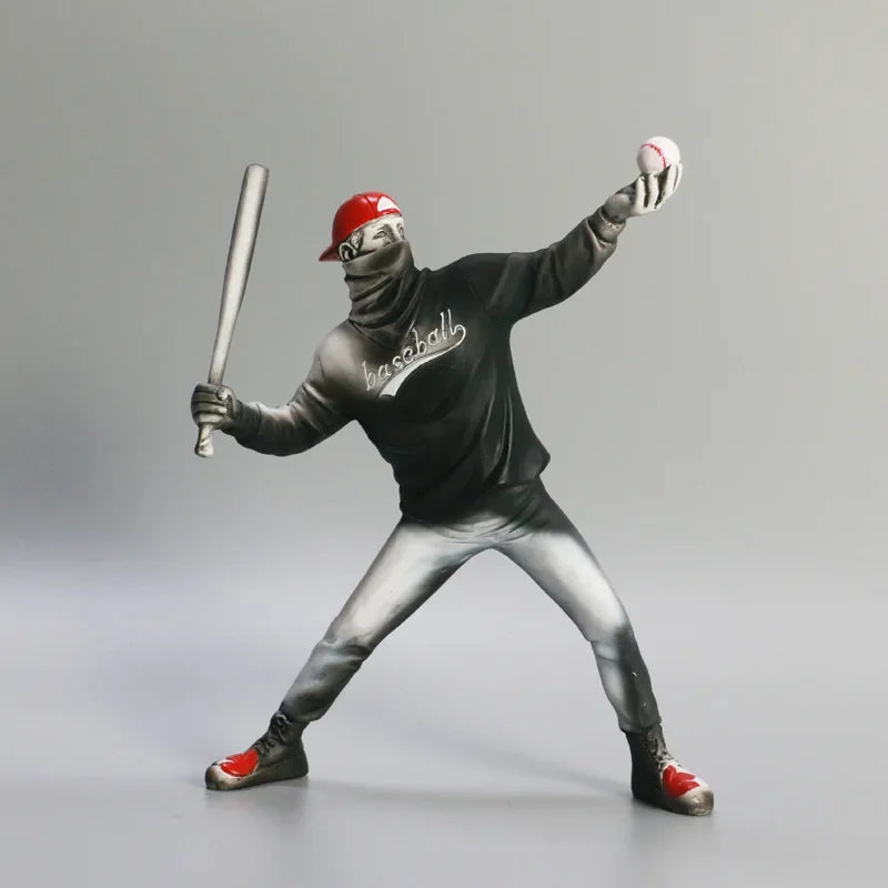 Décoration intérieure Résine Rue Art Abstrait Statue Sculpture Figurine Jouet Figure de Baseball Décoration de la Maison du Bureau