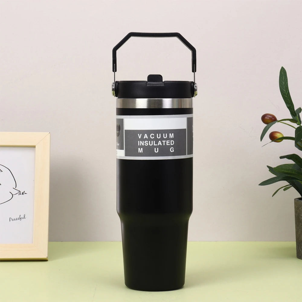 30 Oz Insulated Mug 304 Stainless Steel Drinkware Vacuum Insulation BPA free Tritan Material, Perfect for Iced and Hot Drinks