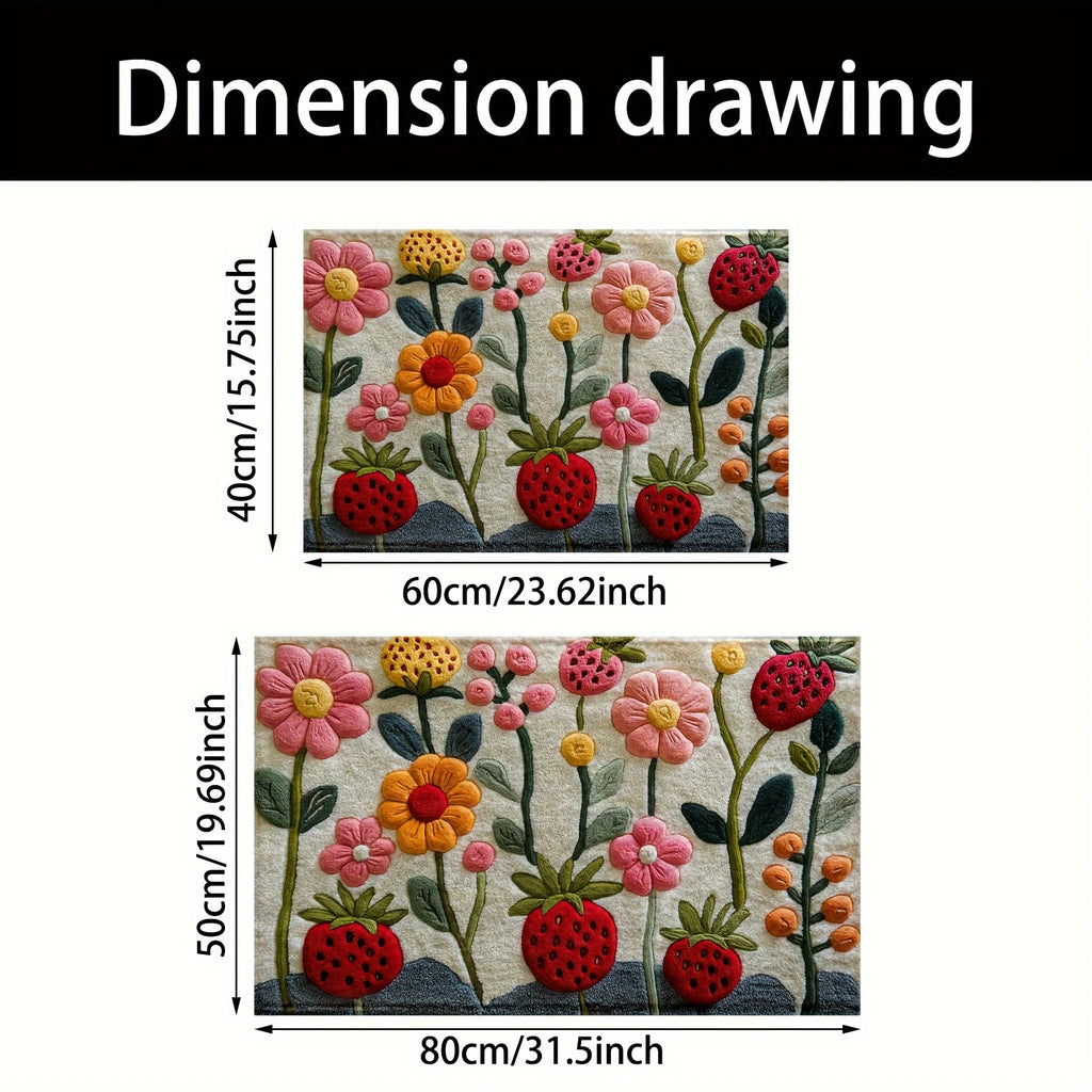 VIKAMA2D Tapis de porte de jardin à fleurs pour chambre à coucher, salon, tapis de cheminée, tapis de sol de cuisine, tapis de salle de bain antidérapant, décoration d'intérieur