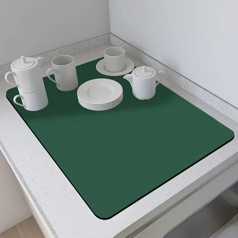 Alfombrilla de encimera de cocina de color sólido de estilo simple VIKAMA, almohadilla de secado de platos que absorbe el agua, almohadilla para cafetera, decoración del hogar