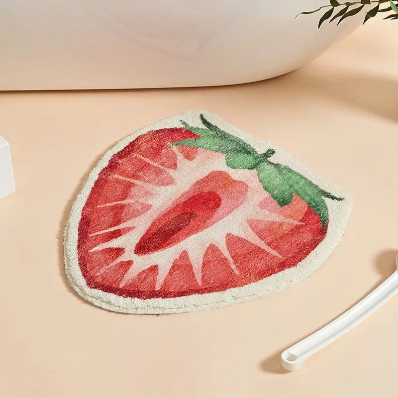 Alfombra de Imitación de Cachemira con Diseño de Frutas Frescas VIKAMA, Cálida, Lavable a Máquina, para Baño, Puerta, Porche, Decoración del Hogar