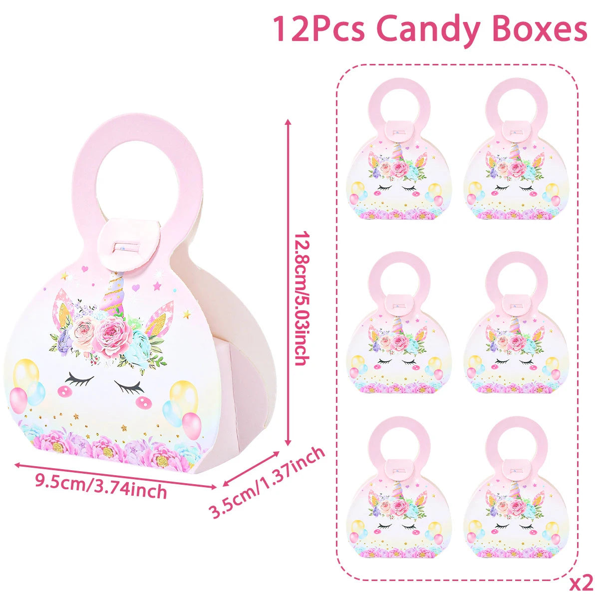 Cajas de regalo de unicornio, decoración de fiesta de cumpleaños, cajas de recuerdo de fiesta de unicornio para niños, suministros de decoración de fiesta de cumpleaños para baby shower