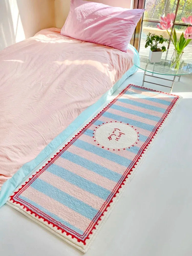 VIKAMA Alfombra Larga de Cachemira Estilo Ins, Confort, Enfriamiento, Manta de Cama para Dormitorio, Manta para Ventana de Bahía, Alfombra para Guardarropa, Decoración del Hogar