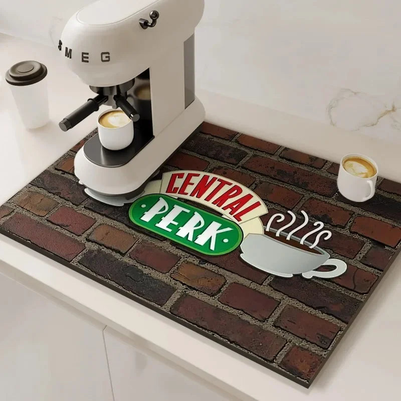 Alfombrilla Absorbente para Cafetera VIKAMA, Absorbente de Agua y Aceite, Escurridor de Platos de Cocina, Alfombrilla Absorbente de Secado Rápido, Alfombrilla para Platos, Decoración del Hogar