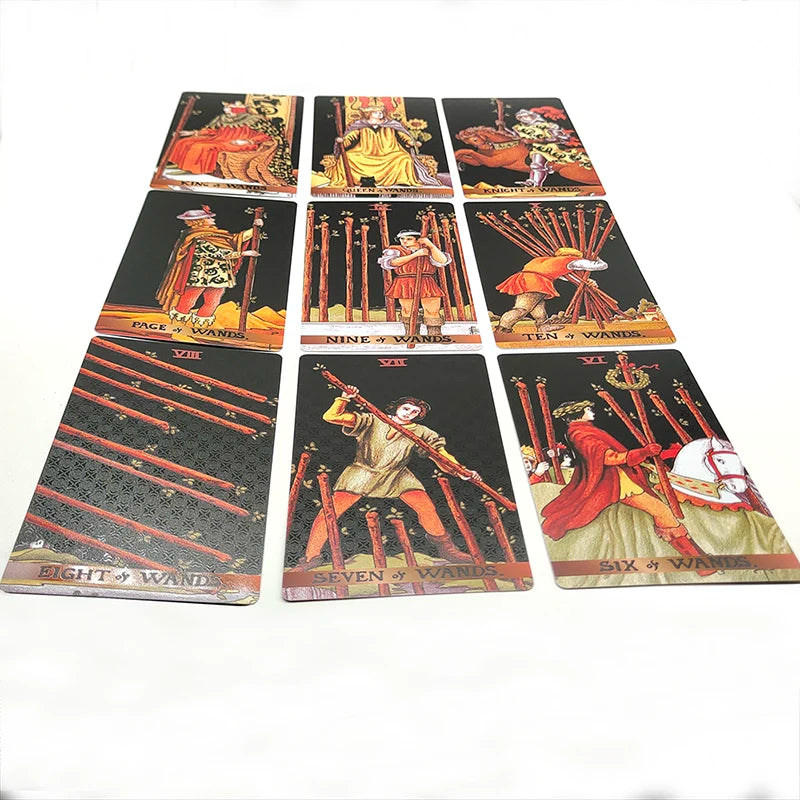 Mazo de Tarot de PVC a prueba de agua de 78 cartas con paquete de plástico Juego de mesa de adivinación Conjunto de oráculo de adivinación para principiantes