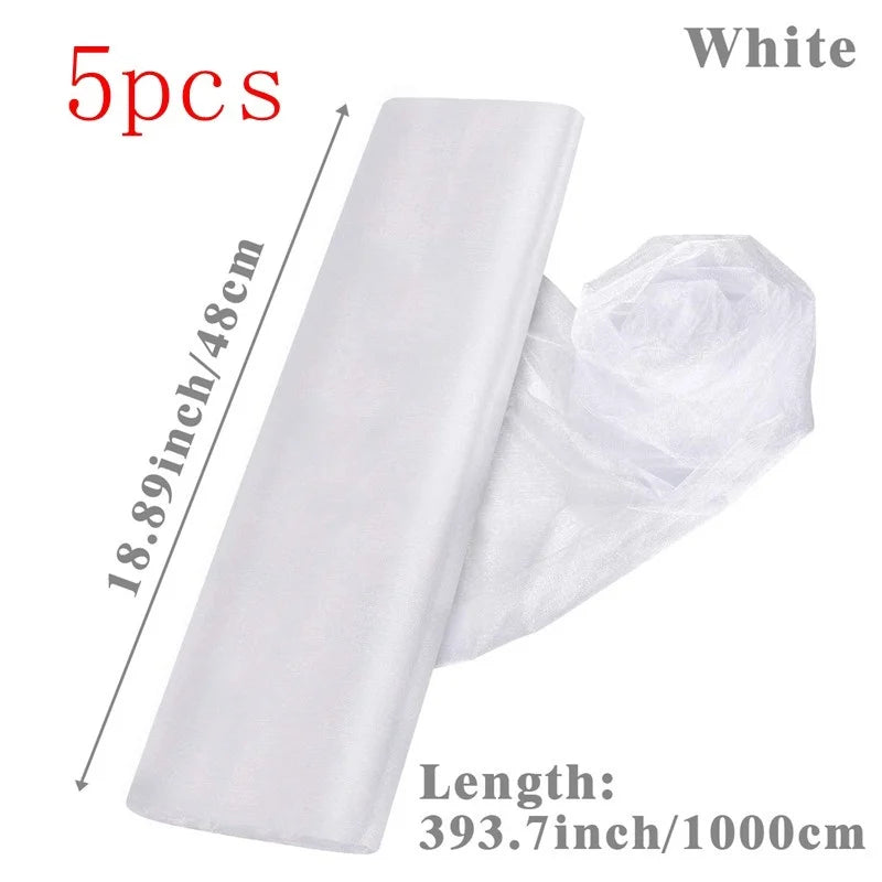 Rollo de tul blanco para decoración de bodas, organza de cristal, tela transparente para fondo de bodas, fiestas de cumpleaños, decoración de lazos de sillas de bodas