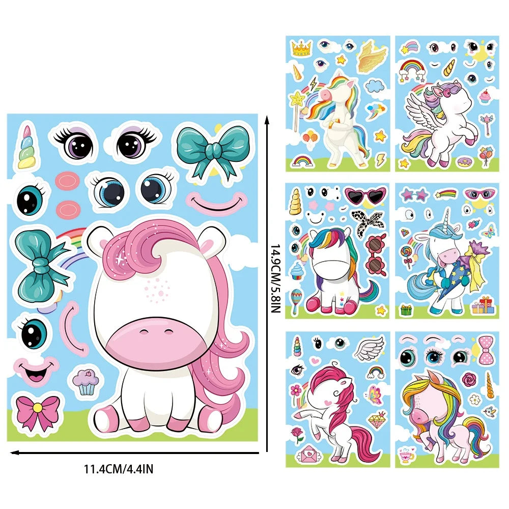 8/16/24PCS Pegatinas de dibujos animados de unicornios arcoíris para collage, decorativas para móviles, tabletas, patinetas, pegatinas impermeables para papelería