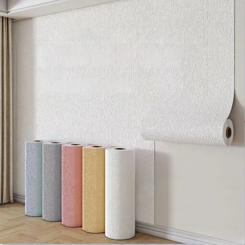 2.8/10m 3D Thicken self-adhesive wallpaper linen plain Diatom Mud wall stickers color decor renovation anti-collision Home Decor