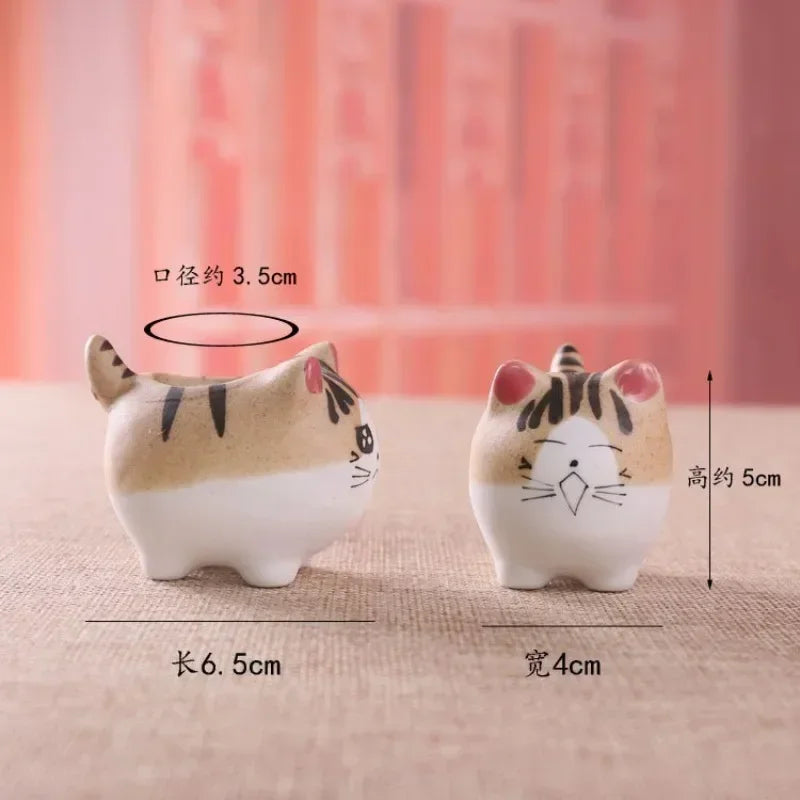 Pot de fleurs en céramique mignon chat, pots de plantes succulentes, vase, pots d'animaux de dessin animé de simulation, jardinières pour plantes d'intérieur, décoration de la maison