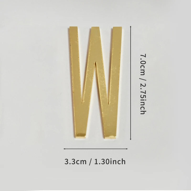 Golden Self Adhesive House Number Metal English Alphabet Letters for Apartment Room Door Plate Table Mailbox Number Stickers 7cm