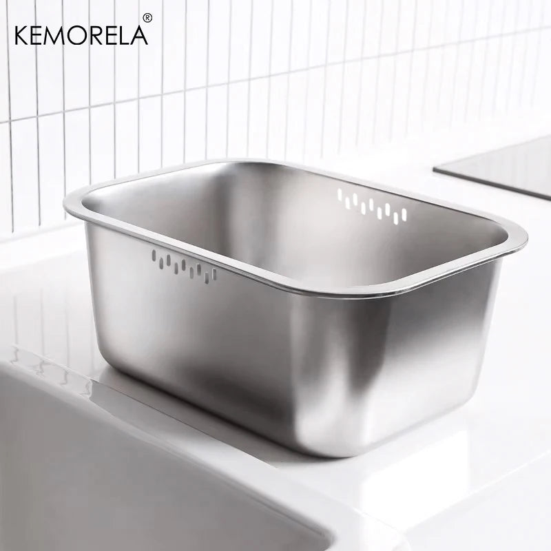Lavabo portátil de 10L, de acero inoxidable, grande, multiusos, para cocina, fregadero, lavadero de verduras