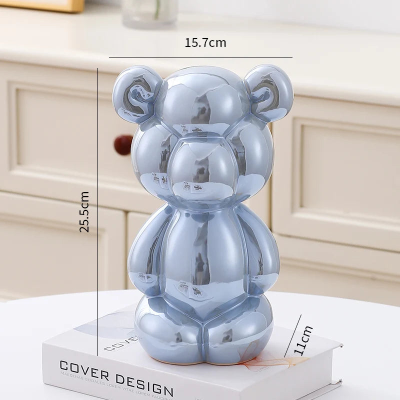Ceramic Little Fat Bear  Sculpture Home Decor room Decoration Accessories Office Nordic Animal Decorative Sculptures  Figurines