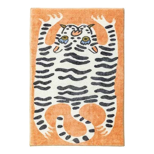 Alfombra de leopardo de dibujos animados VIKAMA para frío y calor, decoración del hogar, alfombrilla de felpa para dormitorio, alfombrilla para zona de descanso de sala de estar