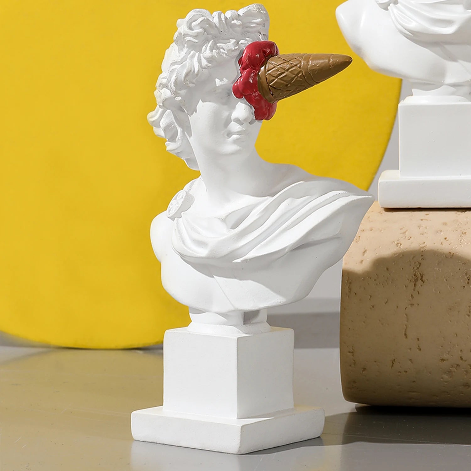 Escultura de Apolo, decoración de escritorio para el hogar, busto de resina con retrato, estatua griega de Apolo con helado creativo para sala de estar, mesa decorativa