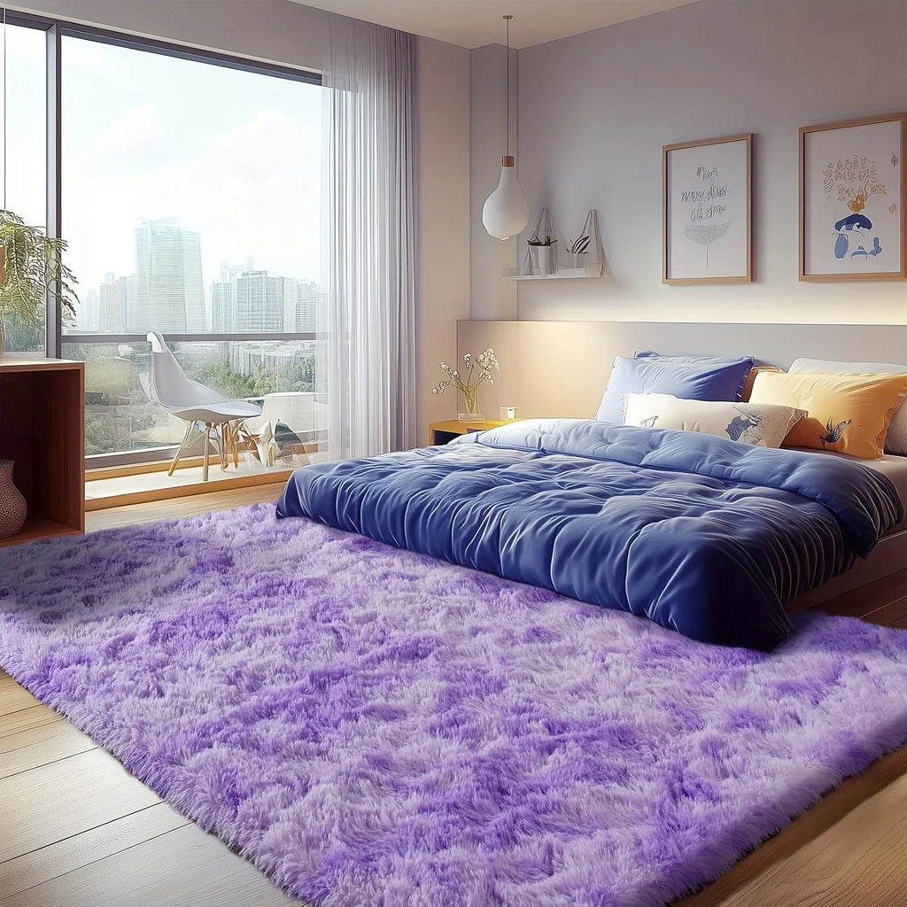 VIKAMA Tapis Violet Soyeux Tapis Haut de Gamme pour Salon Tapis de Chambre de Fille Tapis de Chevet Chaud Lavable Décoration Maison