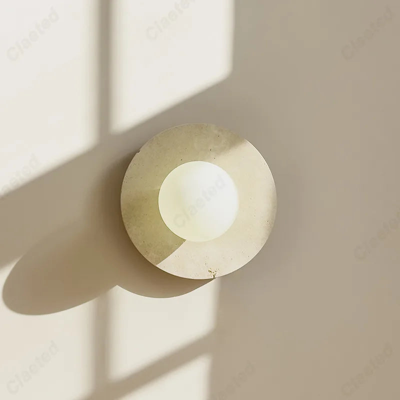 Nouvelle applique murale ronde en pierre de grotte jaune LED, luminaire décoratif pour salon, couloir, porche, chambre à coucher, chevet.