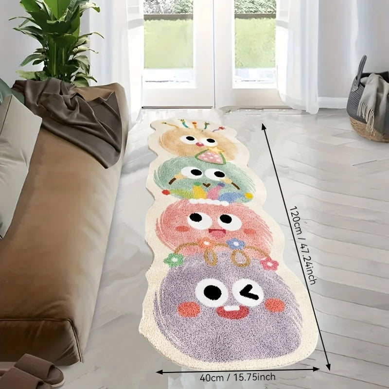 VIKAMA Tapis mignon de bande dessinée, tapis long, tapis de salon, tapis de chambre à coucher, couverture de chevet, paillasson de bienvenue, tapis de salle de bain absorbant, décoration de la maison