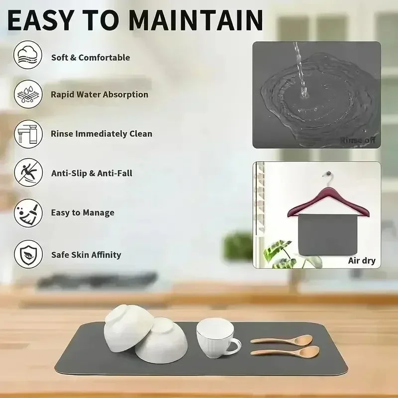 Alfombrilla Absorbente para Cafetera VIKAMA, Absorbente de Agua y Aceite, Escurridor de Platos de Cocina, Alfombrilla Absorbente de Secado Rápido, Alfombrilla para Platos, Decoración del Hogar