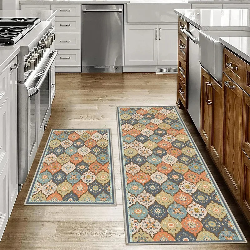 VIKAMA 1/2PCS Alfombras de cocina bohemias antideslizantes lavables para baño, felpudos para puerta, pasillo, alfombras de pasillo, decoración del hogar
