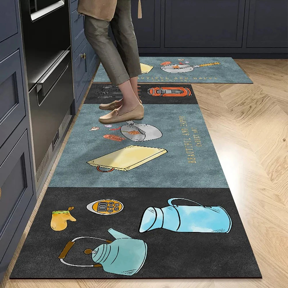 Alfombra de suelo de cocina VIKAMA, alfombra de entrada para sala de estar y dormitorio, decoración del hogar, alfombra larga pequeña para pasillo de lavadero