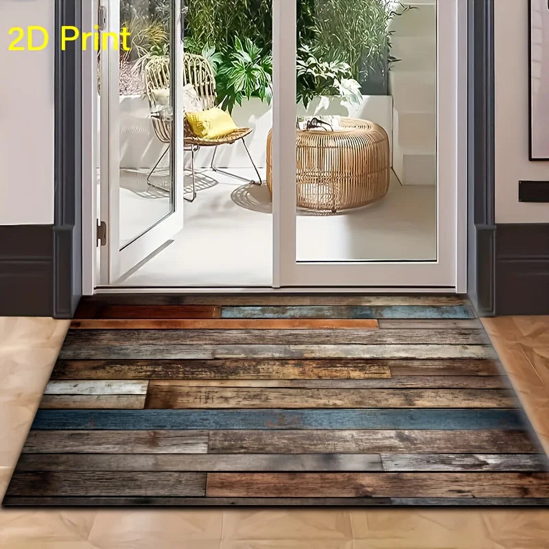 VIKAMA Alfombra de cocina a rayas de madera, alfombrilla fina, alfombrilla larga, alfombra para lavadero, alfombra para sala de estar, alfombra para dormitorio, hogar