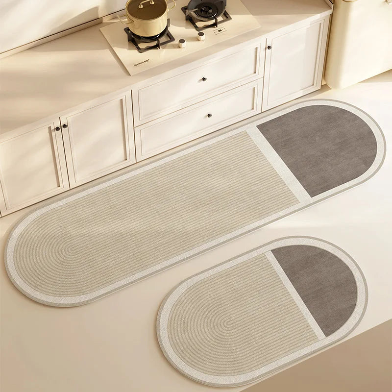 VIKAMA1/2PCS Tapete japonés de barro de diatomeas de viento simple, absorbente, de secado rápido, tapete de cocina largo, alfombrilla antideslizante para pies de inodoro y baño